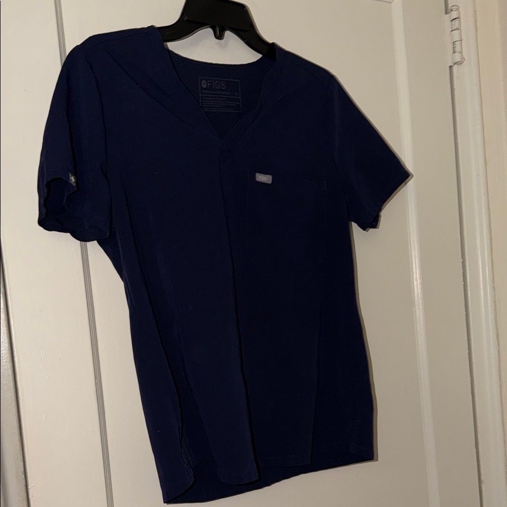 Figs Navy V-Neck Short Sleeve Tee